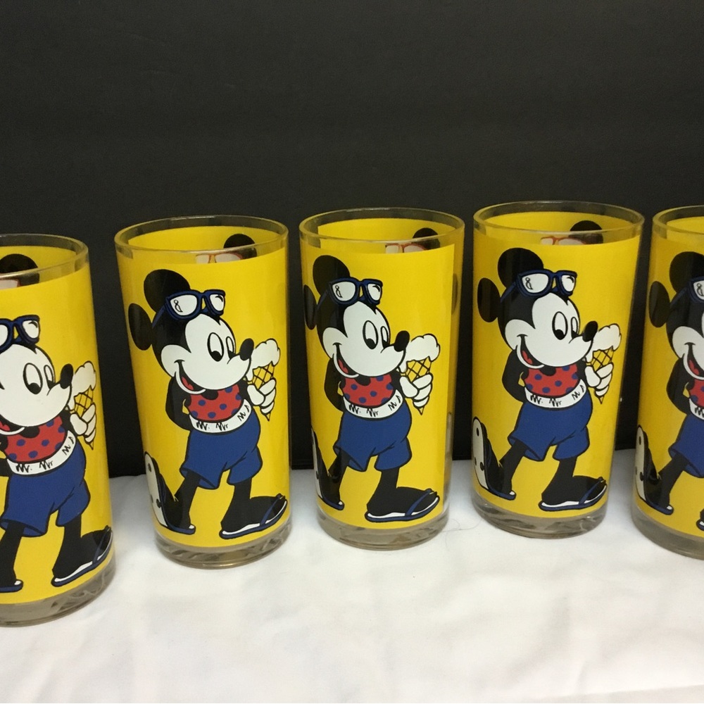 Walt Disney Co. Stotter Acrylic Mickey Mouse Drinking Glasses. Used as display